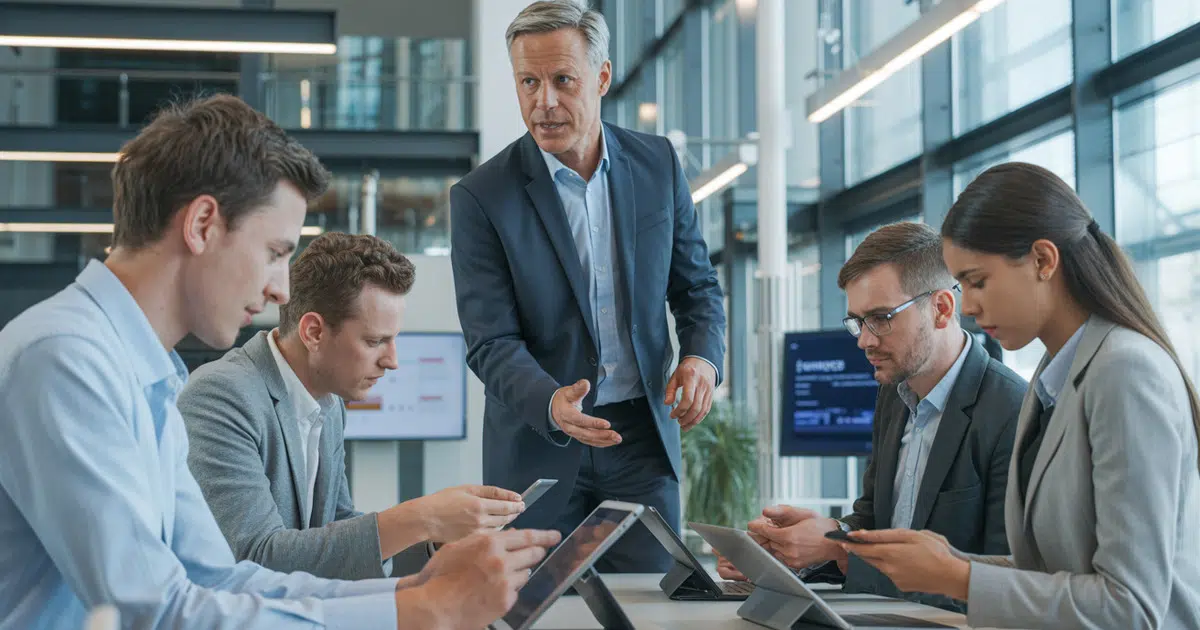 Generation X Manager im Gespräch mit Generation Z Mitarbeitern über digitale Transformation und Führung im Mittelstand